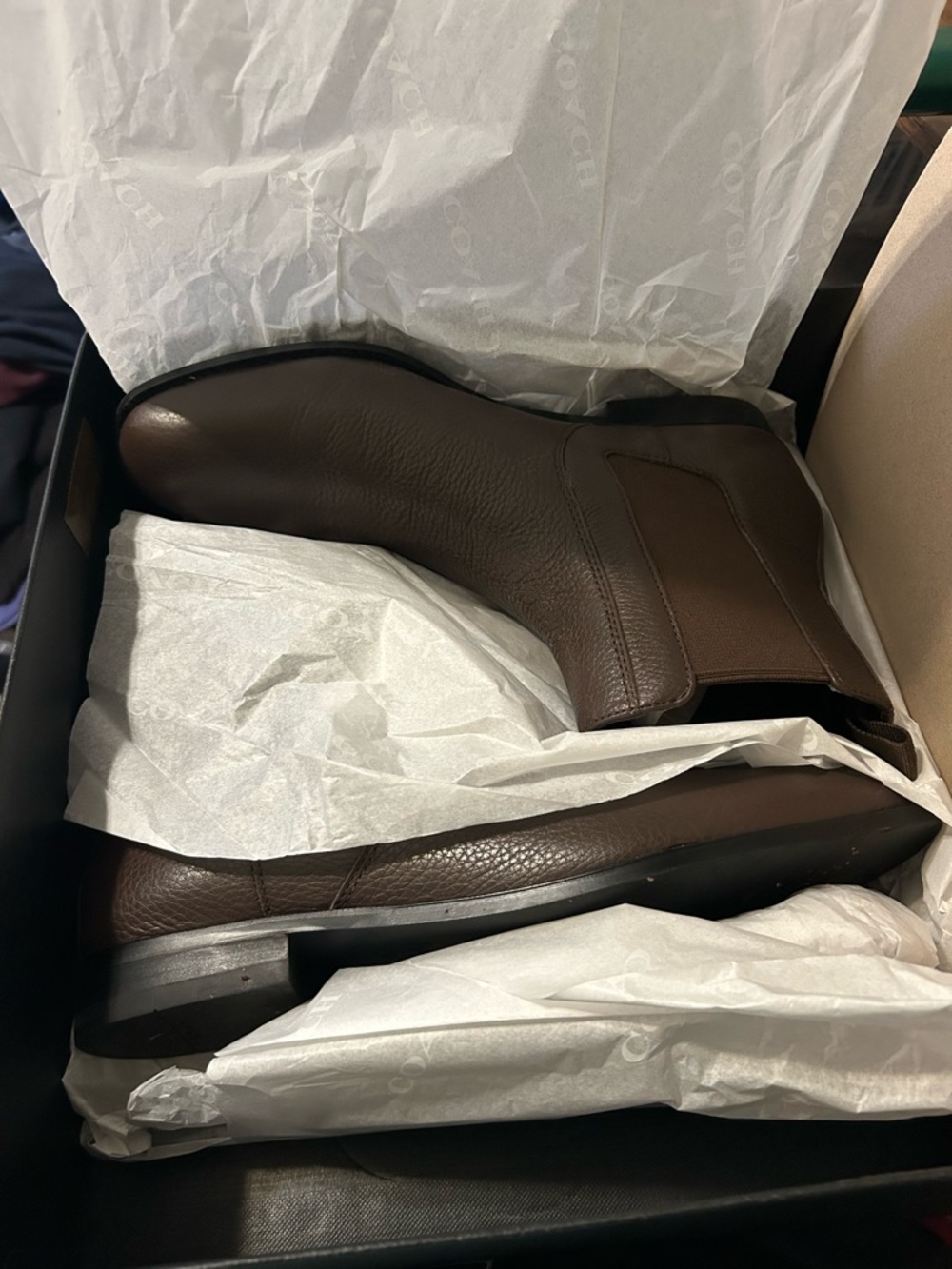 NIB Coach Men’s Graham Chelsea Boot Size 9.5D Color Mahogany - Picture 8 of 11